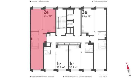 64,7 м², 2-комн. квартира, 15/58 этаж