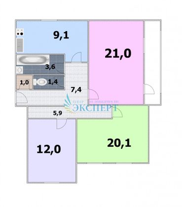 Продажа 3-комнатной квартиры 87 м², 5/6 этаж