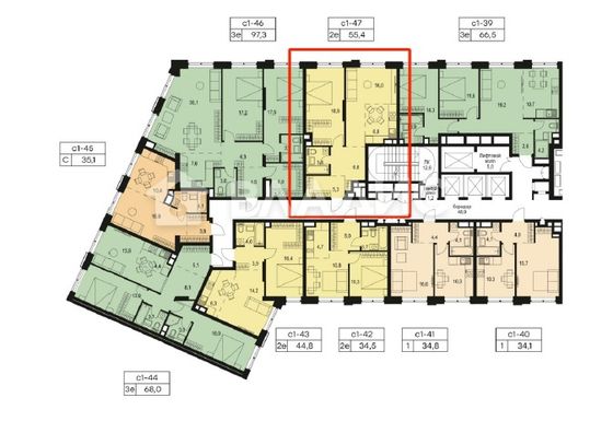 Продажа 2-комнатной квартиры 55,4 м², 7/33 этаж