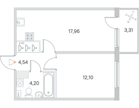 Продажа 1-комнатной квартиры 39,8 м², 4/4 этаж