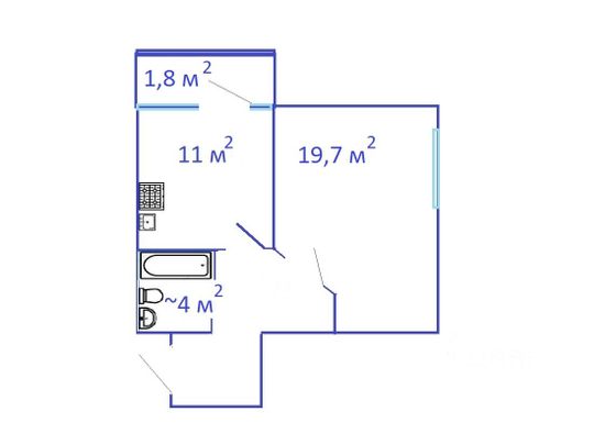 Продажа 1-комнатной квартиры 43,9 м², 10/17 этаж