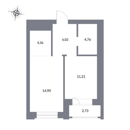 Продажа 2-комнатной квартиры 41,3 м², 19/27 этаж