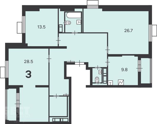 Продажа 3-комнатной квартиры 111,8 м², 13/18 этаж