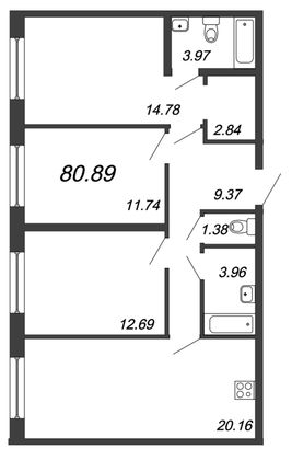 Продажа 4-комнатной квартиры 80,9 м², 1/4 этаж