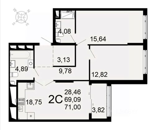 Продажа 3-комнатной квартиры 71 м², 12/26 этаж