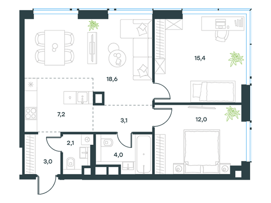 Продажа 3-комнатной квартиры 65,4 м², 23/32 этаж