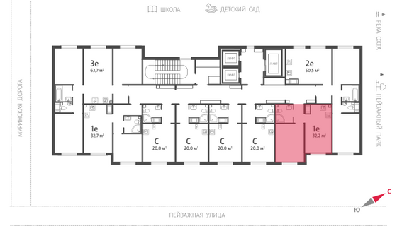 32,2 м², 1-комн. квартира, 7/19 этаж