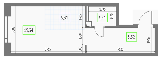 Продажа квартиры-студии 33,4 м², 4/57 этаж