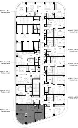 Продажа 2-комнатной квартиры 54,4 м², 4/49 этаж