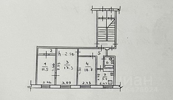 Продажа 3-комнатной квартиры 56 м², 1/5 этаж