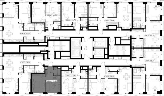 Продажа 1-комнатной квартиры 35,3 м², 36/48 этаж