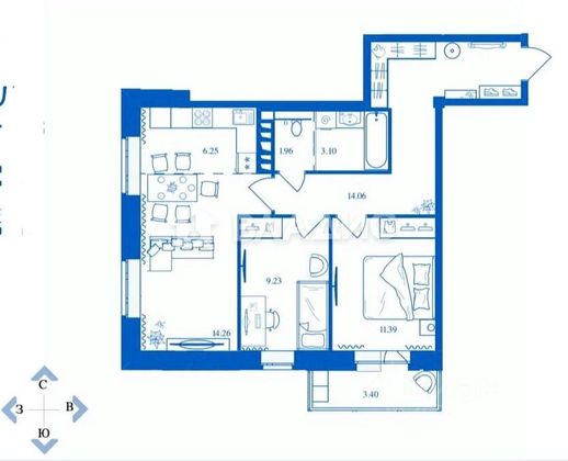 Продажа 3-комнатной квартиры 63 м², 8/16 этаж