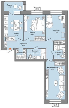 80 м², 3-комн. квартира, 1/4 этаж