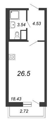 Продажа квартиры-студии 26,5 м², 14/25 этаж