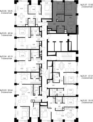 Продажа 2-комнатной квартиры 57,8 м², 25/27 этаж