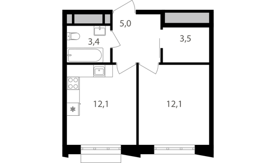 Продажа 1-комнатной квартиры 36,1 м², 9/15 этаж