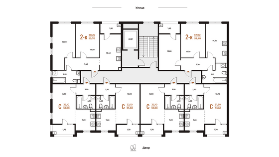 Продажа 2-комнатной квартиры 59,7 м², 2 этаж