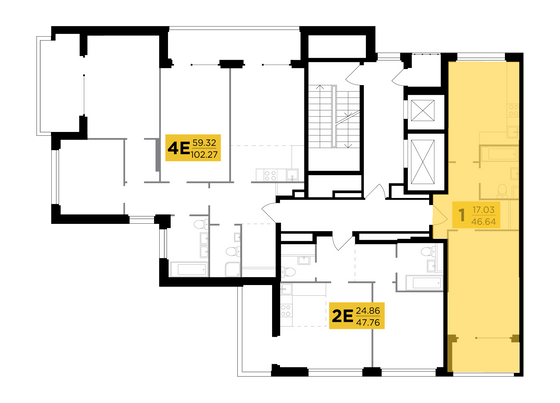 Продажа 1-комнатной квартиры 46,6 м², 21/21 этаж