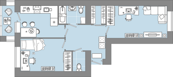 56 м², 2-комн. квартира, 4/4 этаж