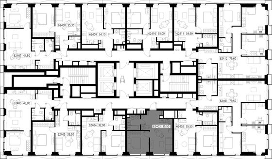 Продажа 1-комнатной квартиры 35,5 м², 24/48 этаж