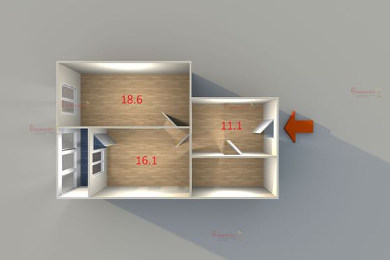 Продажа 1-комнатной квартиры 53,6 м², 2/25 этаж