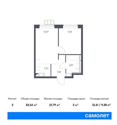 32,5 м², 1-комн. квартира, 10/15 этаж