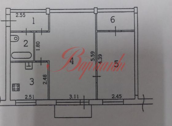 Продажа 2-комнатной квартиры 44,6 м², 5/5 этаж