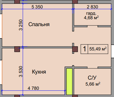 Продажа 1-комнатной квартиры 55,4 м², 3/14 этаж