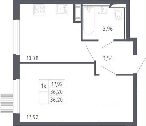 Продажа 1-комнатной квартиры 36 м², 4/17 этаж