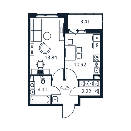 Продажа 1-комнатной квартиры 37 м², 1/12 этаж