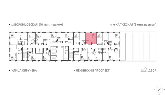 Продажа 1-комнатной квартиры 35,4 м², 32/58 этаж