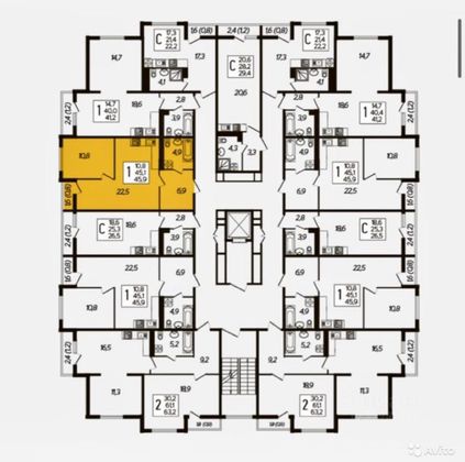 Продажа 1-комнатной квартиры 46,5 м², 7/8 этаж