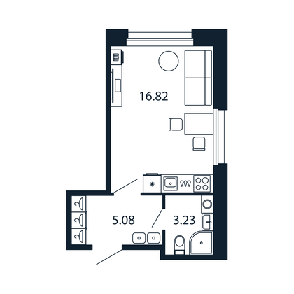 Продажа квартиры-студии 25,1 м², 2/12 этаж