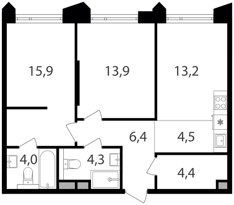 Продажа 2-комнатной квартиры 66,6 м², 12/17 этаж