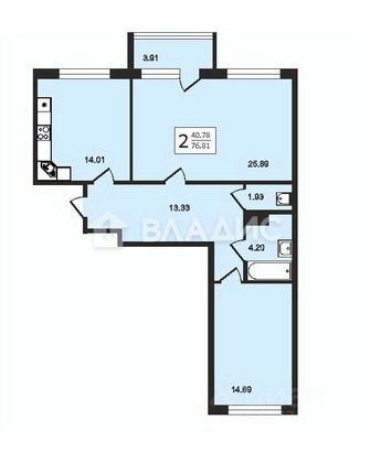 Продажа 2-комнатной квартиры 76,8 м², 3/7 этаж