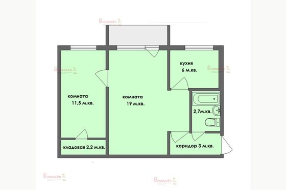 Продажа 2-комнатной квартиры 41 м², 2/5 этаж