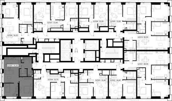 Продажа 2-комнатной квартиры 55,3 м², 25/48 этаж