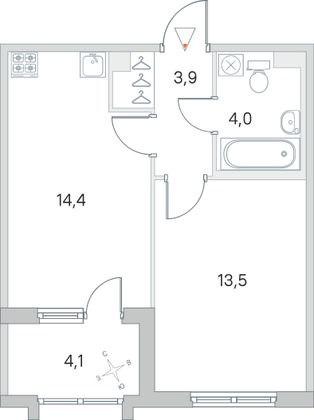 Продажа 1-комнатной квартиры 37,8 м², 2/5 этаж