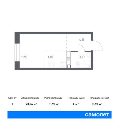 23,4 м², студия, 14/21 этаж