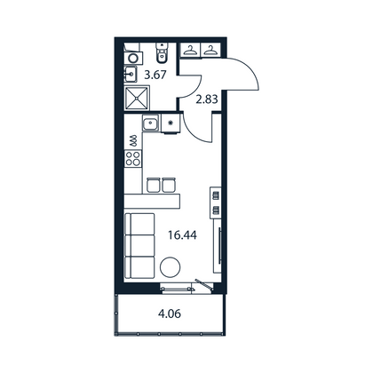 Продажа квартиры-студии 24,2 м², 1/12 этаж