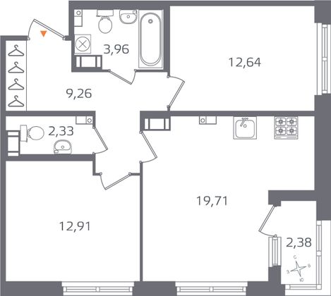 Продажа 2-комнатной квартиры 62 м², 9/16 этаж