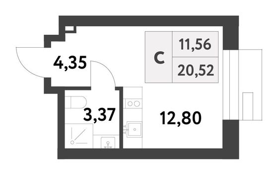 Продажа квартиры-студии 20,5 м², 6/16 этаж