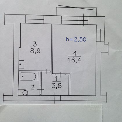 Продажа 1-комнатной квартиры 32,1 м², 3/9 этаж