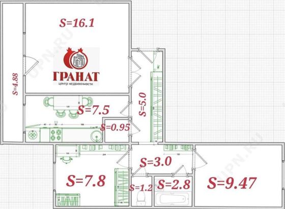 Продажа 3-комнатной квартиры 58 м², 5/9 этаж