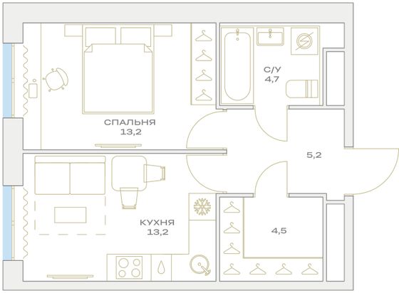 Продажа 1-комнатной квартиры 40,8 м², 18/23 этаж