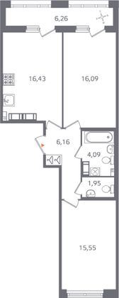 Продажа 2-комнатной квартиры 63,4 м², 16/16 этаж