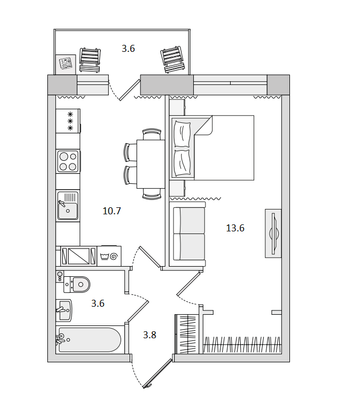 Продажа 1-комнатной квартиры 36 м², 13/15 этаж