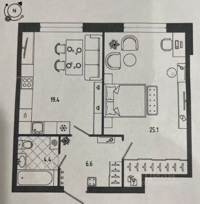 Продажа 1-комнатной квартиры 55,6 м², 2/8 этаж