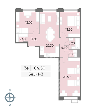Продажа 3-комнатной квартиры 84,5 м², 3/30 этаж