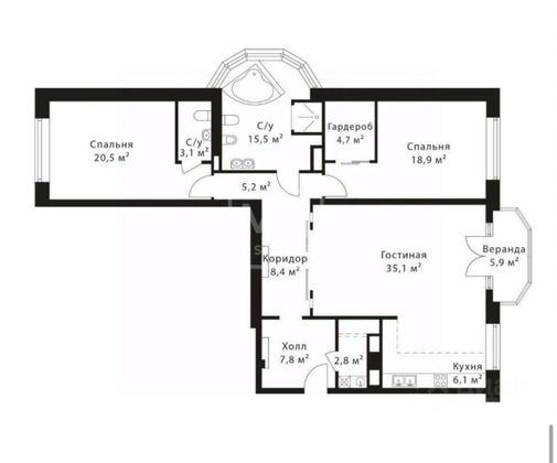 Продажа 3-комнатной квартиры 130 м², 5/6 этаж